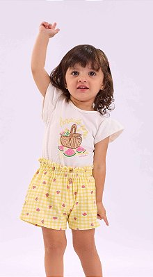 Conjunto Infantil Feminino de Verão Shorts Melancia