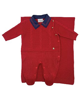 Kit Maternidade Masculino Malharia Noruega Vermelho
