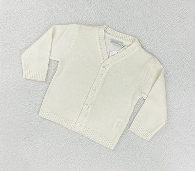 Blusa Infantil de Tricô para Meninos Aberta Off White