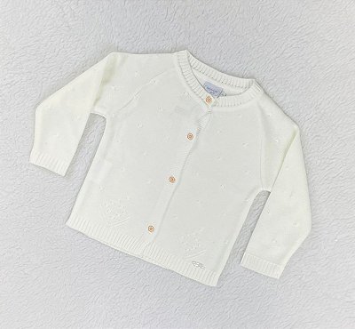Blusa Infantil de Tricô para Meninas Aberta Off White
