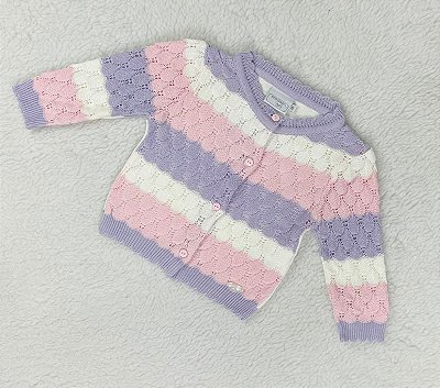 Blusa de Bebê de Tricô para Meninas Aberta Rosa e Lilás
