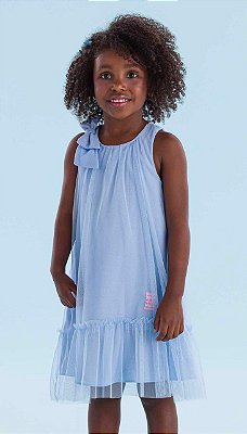 Vestido de Festa Infantil da Mon Sucré Tule Azul