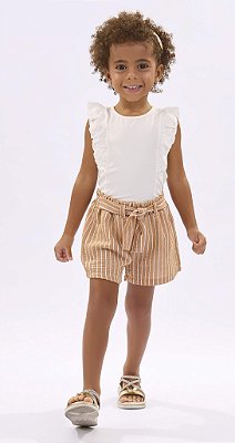 Conjunto Infantil Feminino Shorts Tecido Social