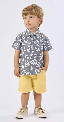 Conjunto Infantil Masculino com Camisa Floral Arrumado
