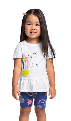 Conjunto Infantil da Bee Loop Bermuda de Cotton