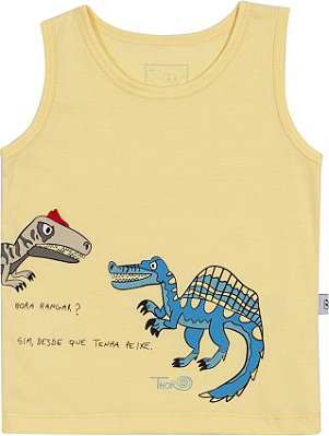 Regata Infantil Masculina Malha de Algodão Dinossauro