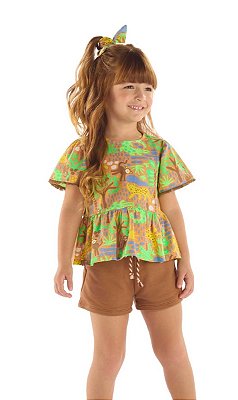 Conjunto Infantil Feminino da Up Baby Safari Marrom