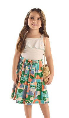 Conjunto Infantil Feminino Up Baby com Saia Midi