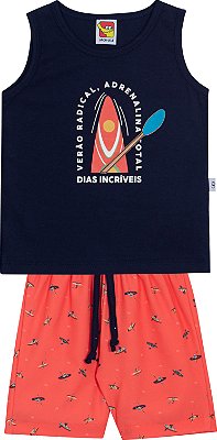Conjunto Infantil Masculino Bermuda Tactel Regata