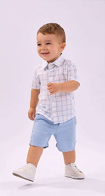 Conjunto Infantil Masculino com Camisa Xadrez Arrumado