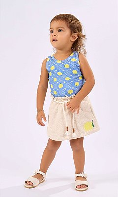 Conjunto Infantil Feminino Shorts Saia Limões