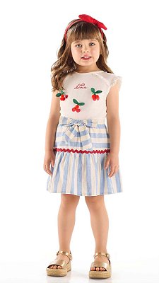 Conjunto Infantil da Up Baby com Saia Rodada Cerejas
