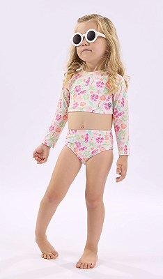 Biquíni Bebê Infantil Manga Longa Floral