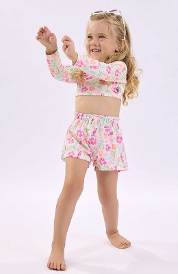 Shorts Bebê Infantil Feminino Floral Tactel