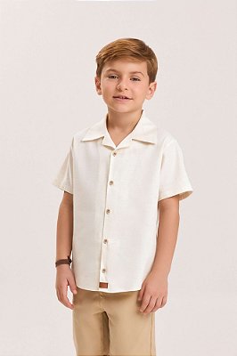 Camisa Social Infantil Masculina Linho Misto