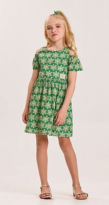 Vestido Infantil Verde com Mangas Fresquinho