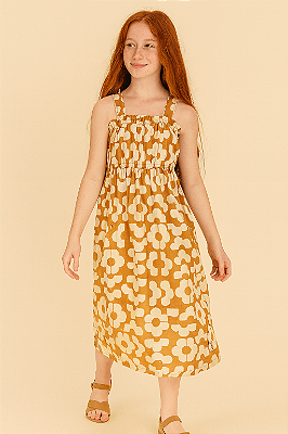 Vestido Mídi Infantil Juvenil Floral Dila