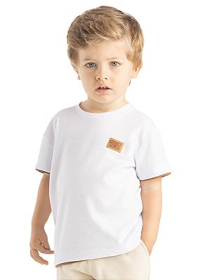 Camiseta Infantil Masculina Branca Malha Arrumada