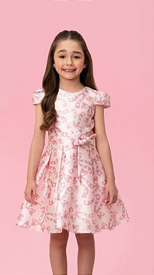 Vestido Festa Infantil Mon Sucré Manga Rosa