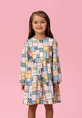 Vestido Infantil Mon Sucré Manga Longa Fluido
