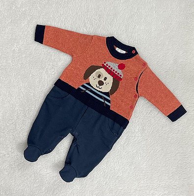 Macacão Bebê Tricô da Malharia Noruega Dog Quentinho