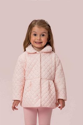Jaqueta Infantil Feminina Petit Cherie Rosa com Brilho