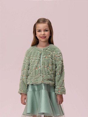 Casaco Pele Infantil Petit Cherie com Brilho