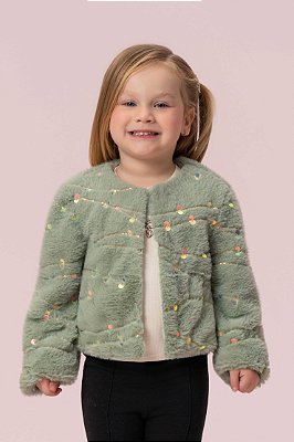 Casaco Pele Infantil Petit Cherie com Brilho