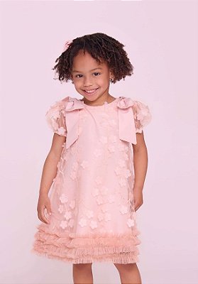Vestido Infantil Festa Bambolina Tule Rose