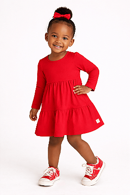 Vestido Infantil Vermelho Malha Algodão
