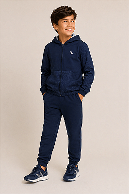 Conjunto Infantil Quimby Corta Vento Azul com Capuz