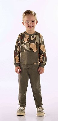 Conjunto Infantil Masculino Up Baby Verde Bichos