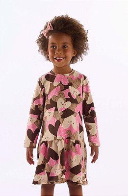 Vestido Infantil Manga Longa Cotton Estampado
