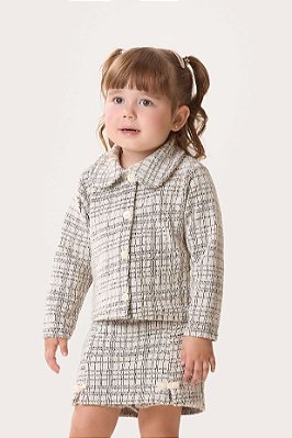 Conjunto Infantil Menina Casaco Saia Xadrez