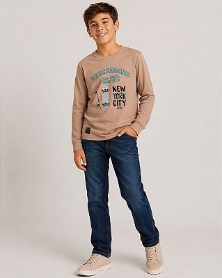 Camiseta Juvenil Masculina Algodão Manga Longa