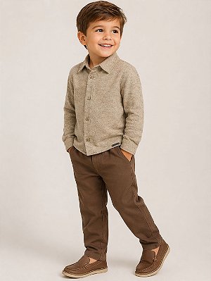 Conjunto Infantil Masculino Camisa e Calça Sarja
