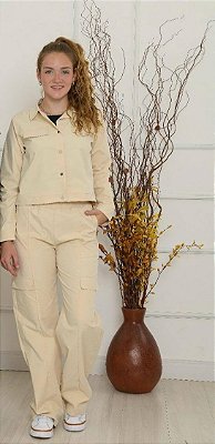 Conjunto Juvenil Feminino Jaqueta e Calça Cargo