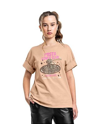 Camiseta Juvenil Feminina Gloss Bege Estampa