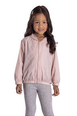 Jaqueta Corta Vento Infantil Rosa com Capuz