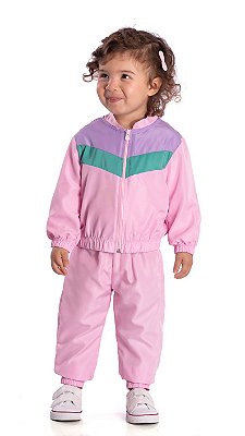 Conjunto Infantil Feminino Calça e Jaqueta Rosa