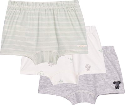 Kit Cueca Infantil Boxer 3 Peças 100% Algodão