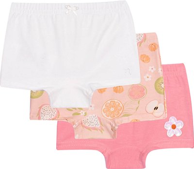 Calcinha Infantil Kit 3 Peças 100% Algodão