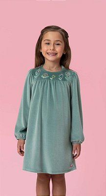 Vestido Infantil Mon Sucré Verde em Plush
