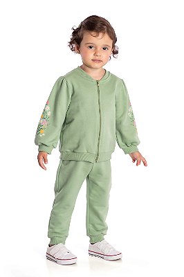 Conjunto Infantil Feminino Blusão e Calça Verde