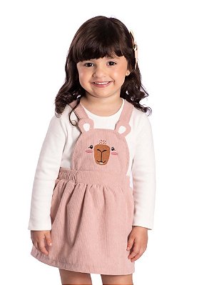Jardineira de Bebê Infantil Feminina Veludo