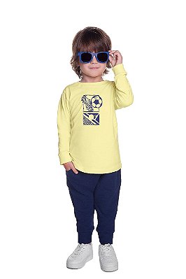 Camiseta Infantil Masculino Manga Longa Algodão