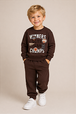 Conjunto Moletom Infantil Menino Marrom