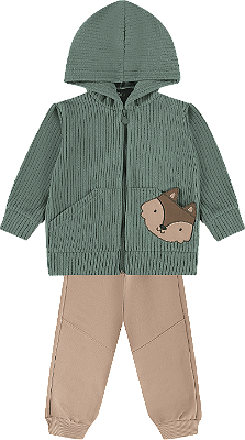 Conjunto Bebê Moletom Aberto com Capuz