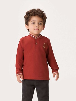 Camiseta Infantil Menino Gola Padre Dila Ferrugem