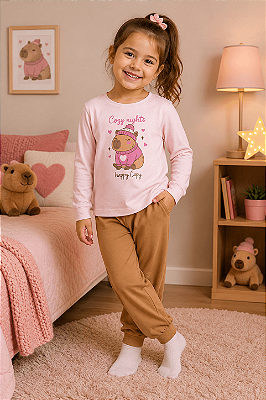 Pijama Infantil Feminino Longo Malha Algodão